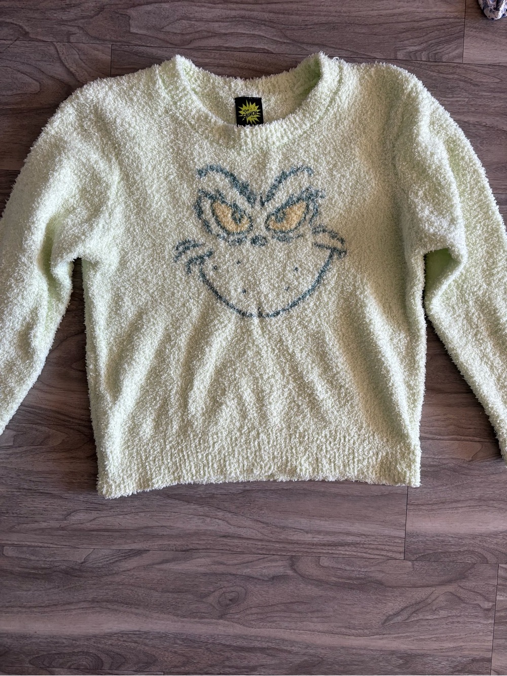 Kids Cream Plush Crewneck Sweatshirt with Playful Face